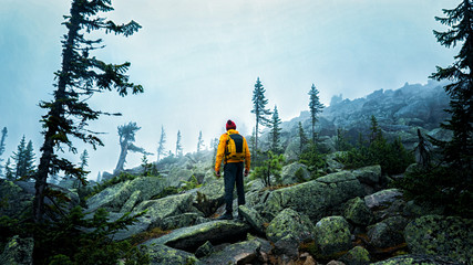 The man standing in the fog