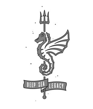 Colored deep sea seahorse legacy illustration for any use