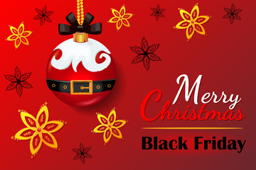 black Friday Christmas snowflakes stars Christmas ball Santa Claus poster advertising sale