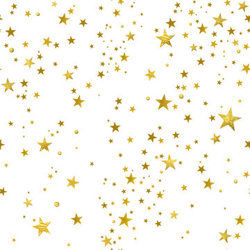 Seamless Pattern of Decorative Gold Stars