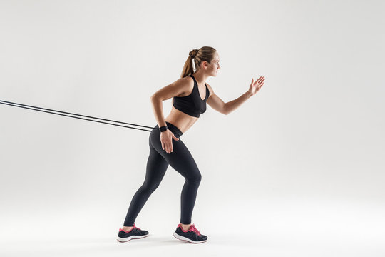 Crossfit and work-out. Activity concept, woman running