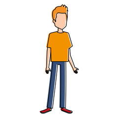 young man avatar character vector illustration design
