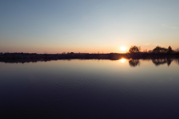 Sunset lake and beautiful scenery landscape concept