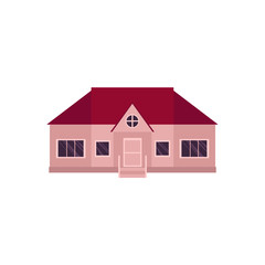 Single cartoon style icon of one-storey house, home, vector illustration on white background. Stylized, simplified graphic cartoon style house, real estate, home building concept icon