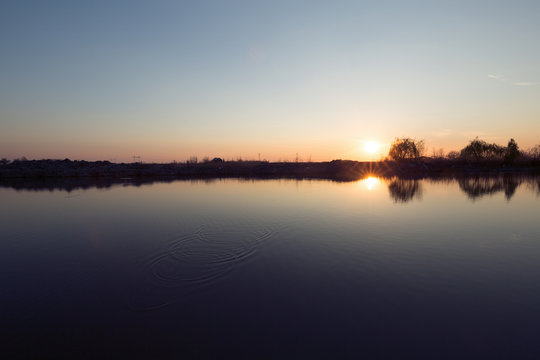 Sunset lake and beautiful scenery landscape concept © NDABCREATIVITY