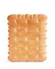 stack of square crackers isolated on white background. Dry cracker cookies isolated