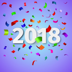 Happy New Year 2018 background with confetti