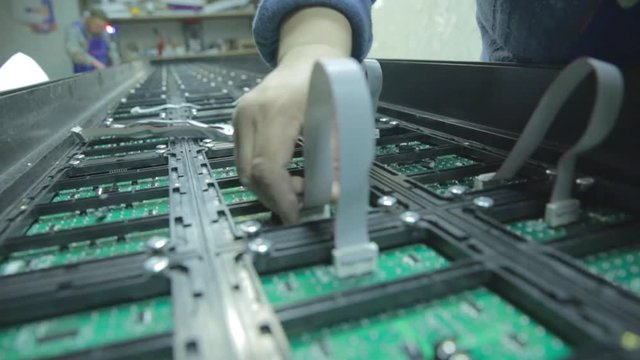 breakdown microcircuits led screen In workshop
