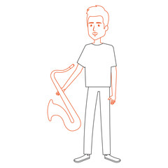 Fototapeta premium man playing saxophone character vector illustration design