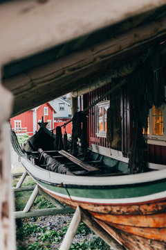 Fishing boat under roof