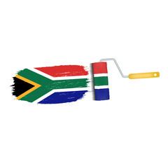 Brush Stroke With South Africa National Flag Isolated On A White Background. Vector Illustration. National Flag In Grungy Style. Brushstroke. Use For Brochures, Printed Materials, Logos, Independence