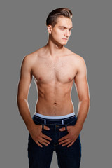 Fototapeta premium Muscular handsome sexy guy topless