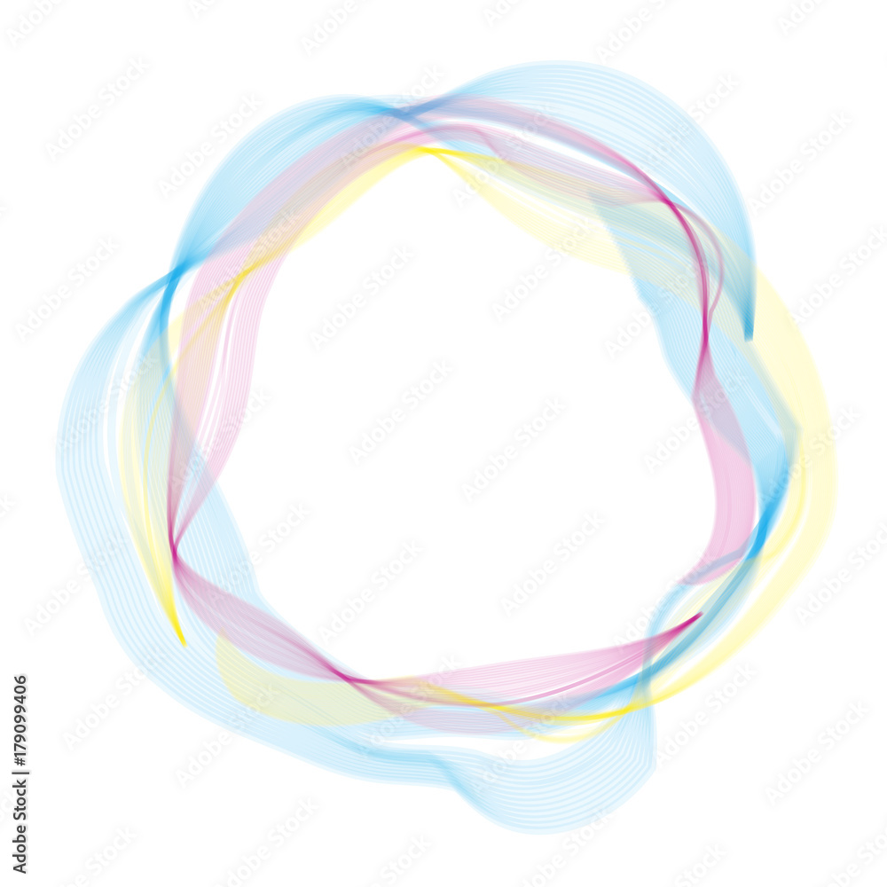 Wall mural Abstract steam and smoke round vector illustration. Abstract sophisticated curve pattern. Circle frame motif for card, invitation, header print and web design.