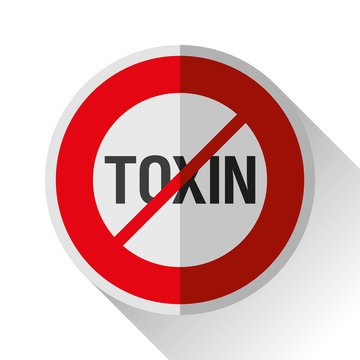 Warning sign, stop toxin icon in flat style, vector design danger illustration for you project