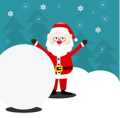 Santa Claus with a snowball, postcard template