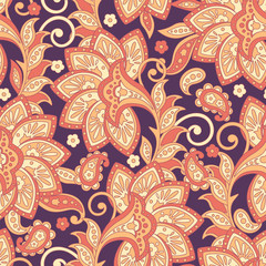 floral paisley seamless pattern. damask vector background