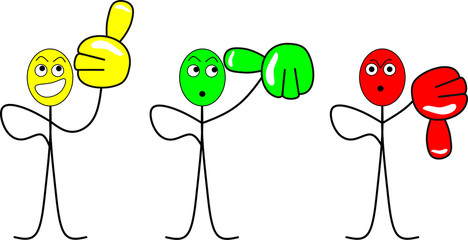 Strichmännchen mit Daumengesten