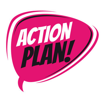 action plan retro cartoon balloon