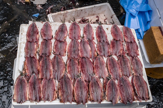 Makrels at the fish market in Catania, Sicily