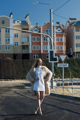 Fashionable girl on a city landscape