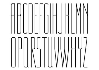 Super narrow font. Set of caps. Vector graphics