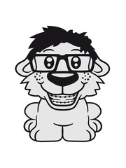 hornbrille nerd geek zahnspange pickel intelligent freak sitzen klein kind warten gehorsam lustig hund welpe süß niedlich haustier comic cartoon