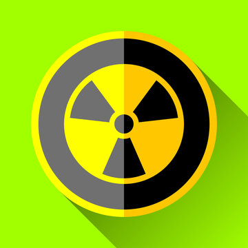 Radiation sign icon in flat style, vector design toxic illustration for you project