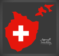 Appenzell Innerrhoden map of Switzerland with Swiss national flag illustration