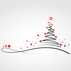 Weihnachtskarte - "Abstrakter Weihnachtsbaum" (in Schwarz/ Rot)