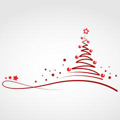 Weihnachtskarte - "Abstrakter Weihnachtsbaum" (in Rot)