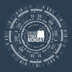 Banner for cyber monday sale with circuit hud background.