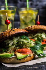 Burger with salted salmon