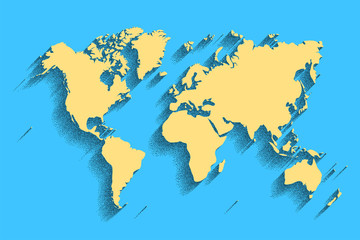 world map vector. color background with shadow