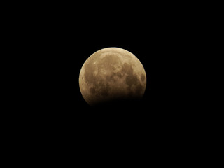 Omsk, Russia - August 08, 2017: One of the phases of the lunar eclipse