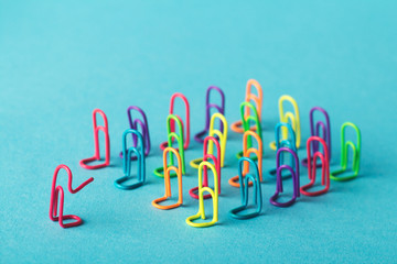 creative idea concept, group of people with the leader, speech in front of the audience