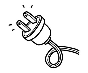 plug / cartoon vector and illustration, black and white, hand drawn, sketch style, isolated on white background.