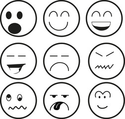 Emoticon series in black and white
