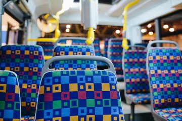 Seats in modern city bus.