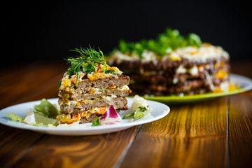 liver pie layer cake stuffed with carrots