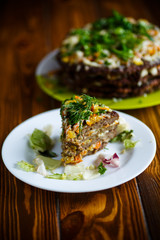 liver pie layer cake stuffed with carrots
