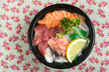 japanese food Mix Sashimi Chirashi Rice Bowl