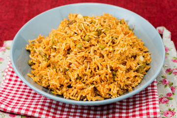 Tasty Indian food basmati rice on a plate
