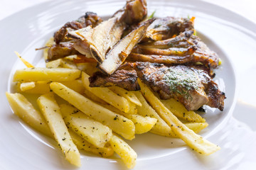 juice roasted lamb chops on the table