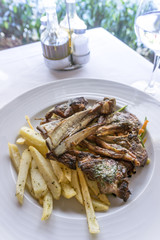 juice roasted lamb chops on the table