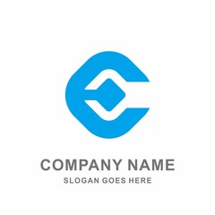 Monogram Letter C Geometric Square Cube Architecture Construction Business Company Stock Vector Logo Design Template