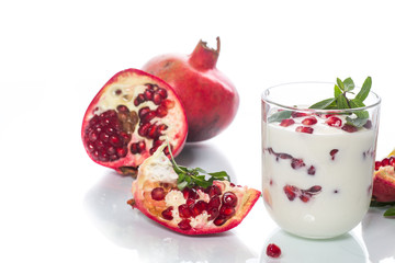 sweet homemade yogurt with pomegranate