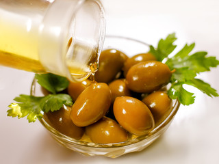 green olives in oil.