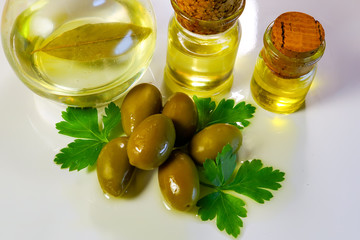 green olives in oil.