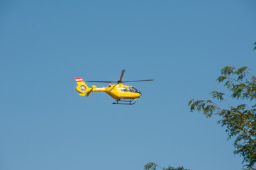yellow rescue helicopter