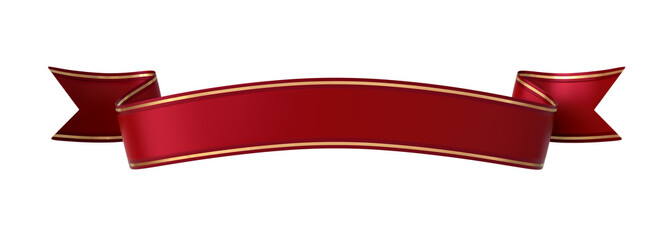 Red ribbon banner with gold border - arc and wavy ends